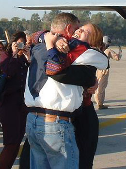 John Mercer with his just released daughter, Heather