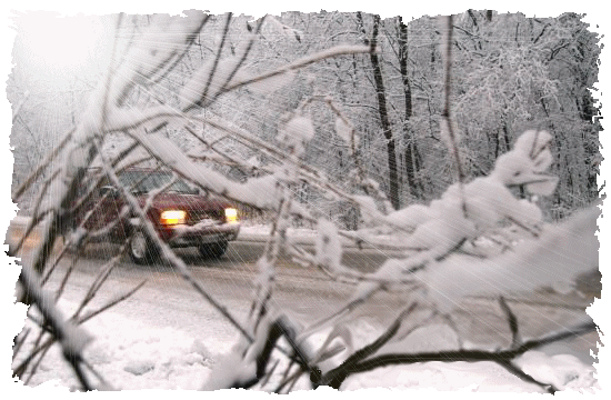 SUV in snow.